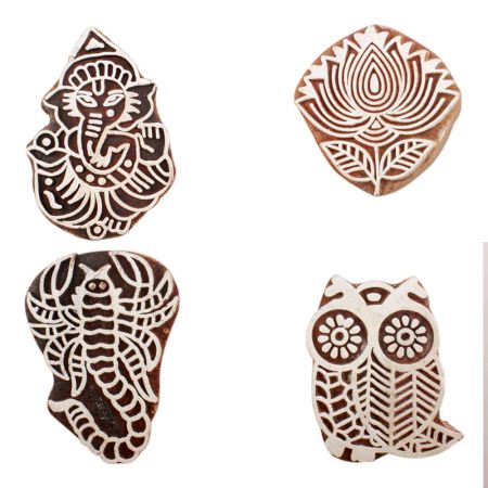 Set of 4 Piece New Mix Wooden Printing Block